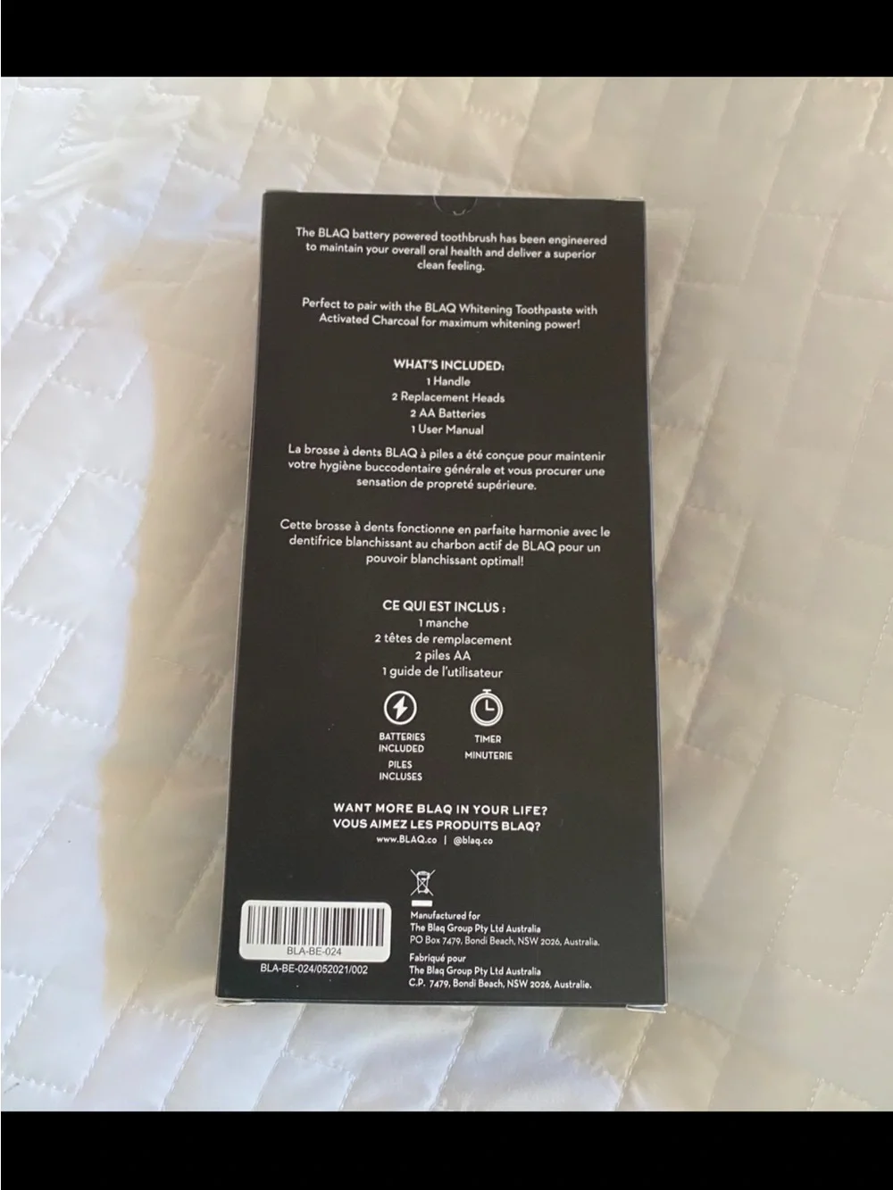 BLAQ Battery Powered Toothbrush Kit NEW Handle, 2 Heads, Batteries NEW $65